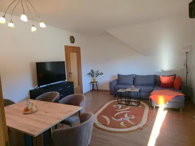 Ein Sitzbereich in der Unterkunft Ferienwohnung Walcher