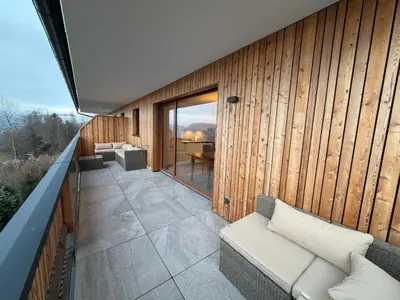 Ein Balkon oder eine Terrasse in der Unterkunft Apartment Sonnenberg