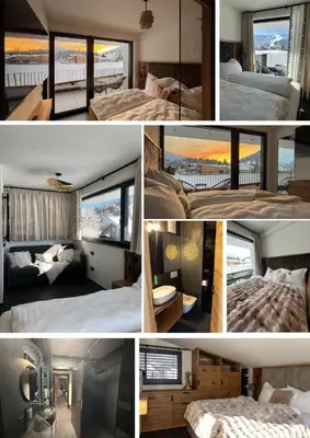 Ein Bett oder Betten in einem Zimmer der Unterkunft Alpen Sky Suite Flachau