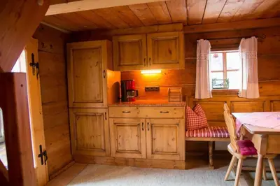 Küche/Küchenzeile in der Unterkunft Kuschelhütte