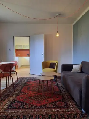 Ein Sitzbereich in der Unterkunft Im Stauberhaus