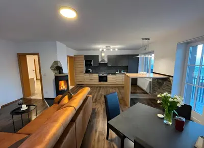 Küche/Küchenzeile in der Unterkunft Panorama Appartement am Mühlbachberg