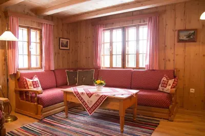 Ein Sitzbereich in der Unterkunft Ferienhütte Windlegern