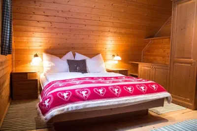 Ein Bett oder Betten in einem Zimmer der Unterkunft Ferienhütte Windlegern