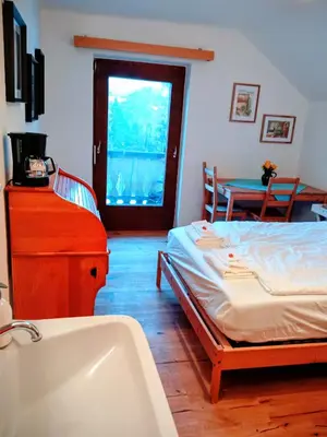 Ein Bett oder Betten in einem Zimmer der Unterkunft Gästehaus Stolzalpe