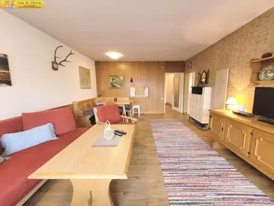 Ein Sitzbereich in der Unterkunft Bungalow Irmgard