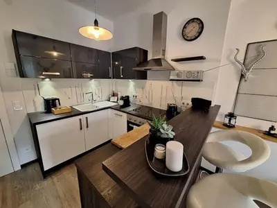 Küche/Küchenzeile in der Unterkunft Ferienwohnung Ausblick - Pension Prielkreuz