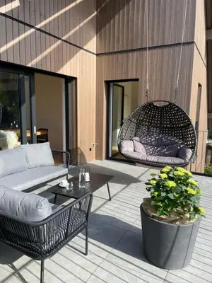 Ein Sitzbereich in der Unterkunft Grimming Alpin Apartment