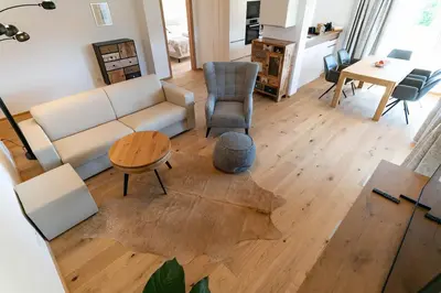 Ein Sitzbereich in der Unterkunft Apartments Waldrand - Fink 6 - by myNests