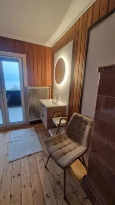 Ein Sitzbereich in der Unterkunft Hausamtraunsee