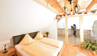 Ein Bett oder Betten in einem Zimmer der Unterkunft Urlaub im Stall