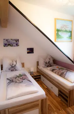 Ein Bett oder Betten in einem Zimmer der Unterkunft Appartement Edelweiss mit Infrarotkabine