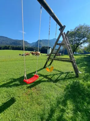 Ein Kinderspielbereich in der Unterkunft Ferienhof Brunbacher Wolfgangsee