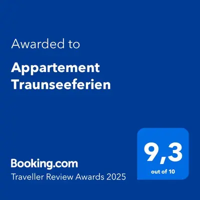 Ein Zertifikat, Auszeichnung, Logo oder anderes Dokument, das in der Unterkunft Appartement Traunseeferien ausgestellt ist