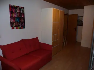 Ein Sitzbereich in der Unterkunft Appartement Ginschel