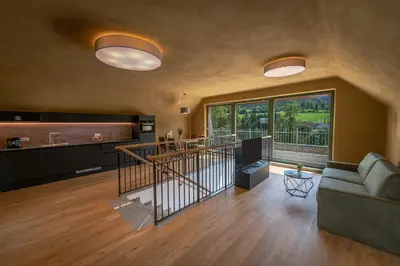 Ein Sitzbereich in der Unterkunft Villa Bergzauber