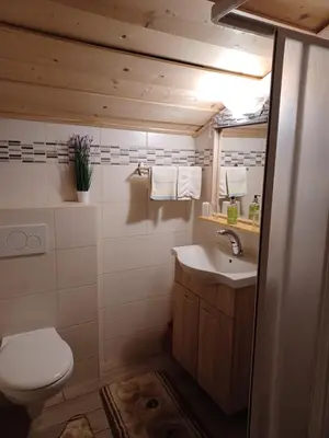 Ein Badezimmer in der Unterkunft Pension Sonnhof