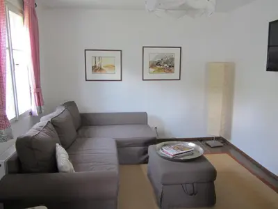 Ein Sitzbereich in der Unterkunft Chalet 