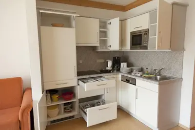 Küche/Küchenzeile in der Unterkunft Appartementhaus Elmo Viehhauser KG