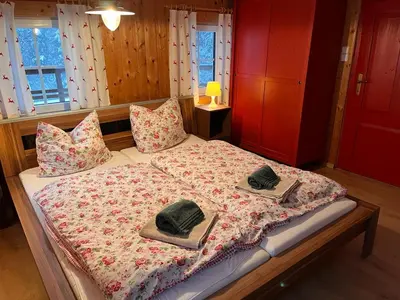 Ein Bett oder Betten in einem Zimmer der Unterkunft Ferienwohnung Bauernhaus Untermoas