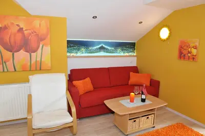 Ein Sitzbereich in der Unterkunft Apartmenthaus Sonnenhang