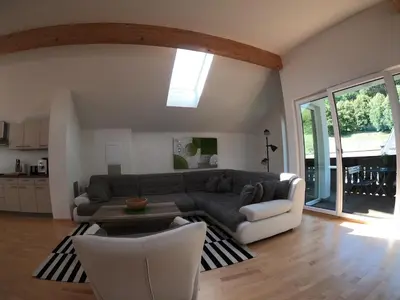 Ein Sitzbereich in der Unterkunft Ferienwohnung Kaffeewerkstatt