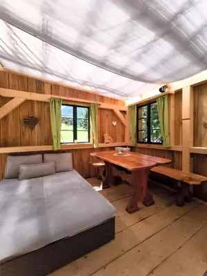 Ein Bett oder Betten in einem Zimmer der Unterkunft Almhuette Auszeit