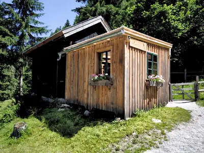 Ein Garten an der Unterkunft Almhuette Auszeit