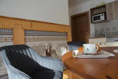 Küche/Küchenzeile in der Unterkunft Ferienwohnung Sunnseitn
