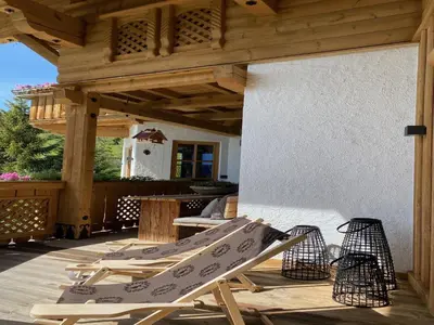 Ein Balkon oder eine Terrasse in der Unterkunft Chalet in Wagrain near Ski Lift