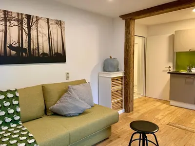 Ein Sitzbereich in der Unterkunft Boutique Appartments AlteGreißlerei