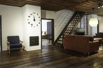 Ein Sitzbereich in der Unterkunft Ferienwohnung Moarhofer