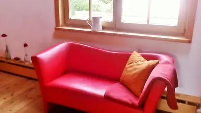 Ein Sitzbereich in der Unterkunft Bio Appartement Pichler