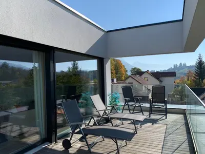 Ein Balkon oder eine Terrasse in der Unterkunft Traunseeloft