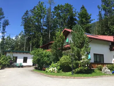 Ein Garten an der Unterkunft Waldhaus