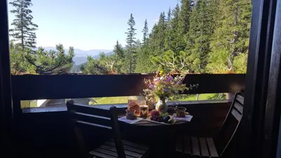 Ein allgemeiner Bergblick oder ein Berglick von der Ferienwohnung aus