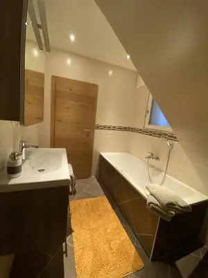 Ein Badezimmer in der Unterkunft Leitenhof
