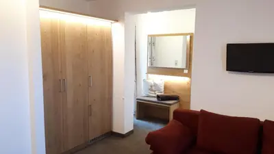 Ein Sitzbereich in der Unterkunft Pension Irlingerhof
