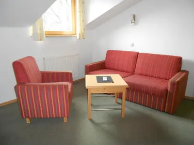 Ein Sitzbereich in der Unterkunft Pension Wanderruh