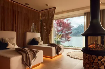 Ein allgemeiner Bergblick oder ein Berglick von des Hotels aus
