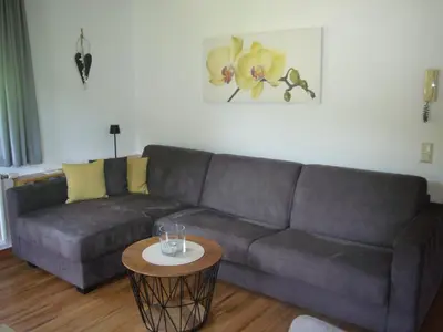 Ein Sitzbereich in der Unterkunft Haus Dorfblick