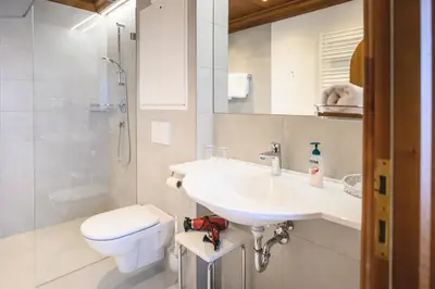 Ein Badezimmer in der Unterkunft Haus Barbarahof
