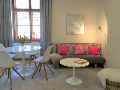Ein Sitzbereich in der Unterkunft Wohnung Schloss Mondsee