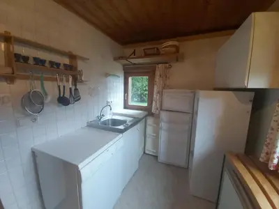 Küche/Küchenzeile in der Unterkunft Boahäusl