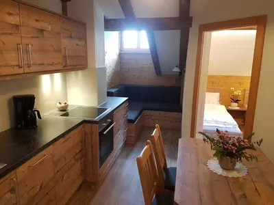 Küche/Küchenzeile in der Unterkunft Hoamalm