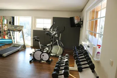 Das Fitnesscenter und/oder die Fitnesseinrichtungen in der Unterkunft Kobaldhof
