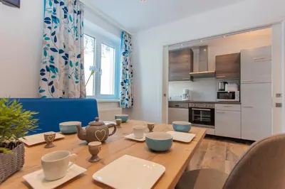 Küche/Küchenzeile in der Unterkunft Appartements am Edthof