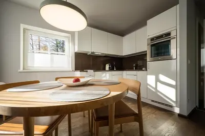 Küche/Küchenzeile in der Unterkunft Exklusive Seeappartements beim Elfenhaus