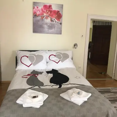 Ein Bett oder Betten in einem Zimmer der Unterkunft Apartment zur Brücke