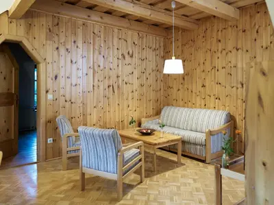 Ein Sitzbereich in der Unterkunft Ferienwohnung Raderhaus